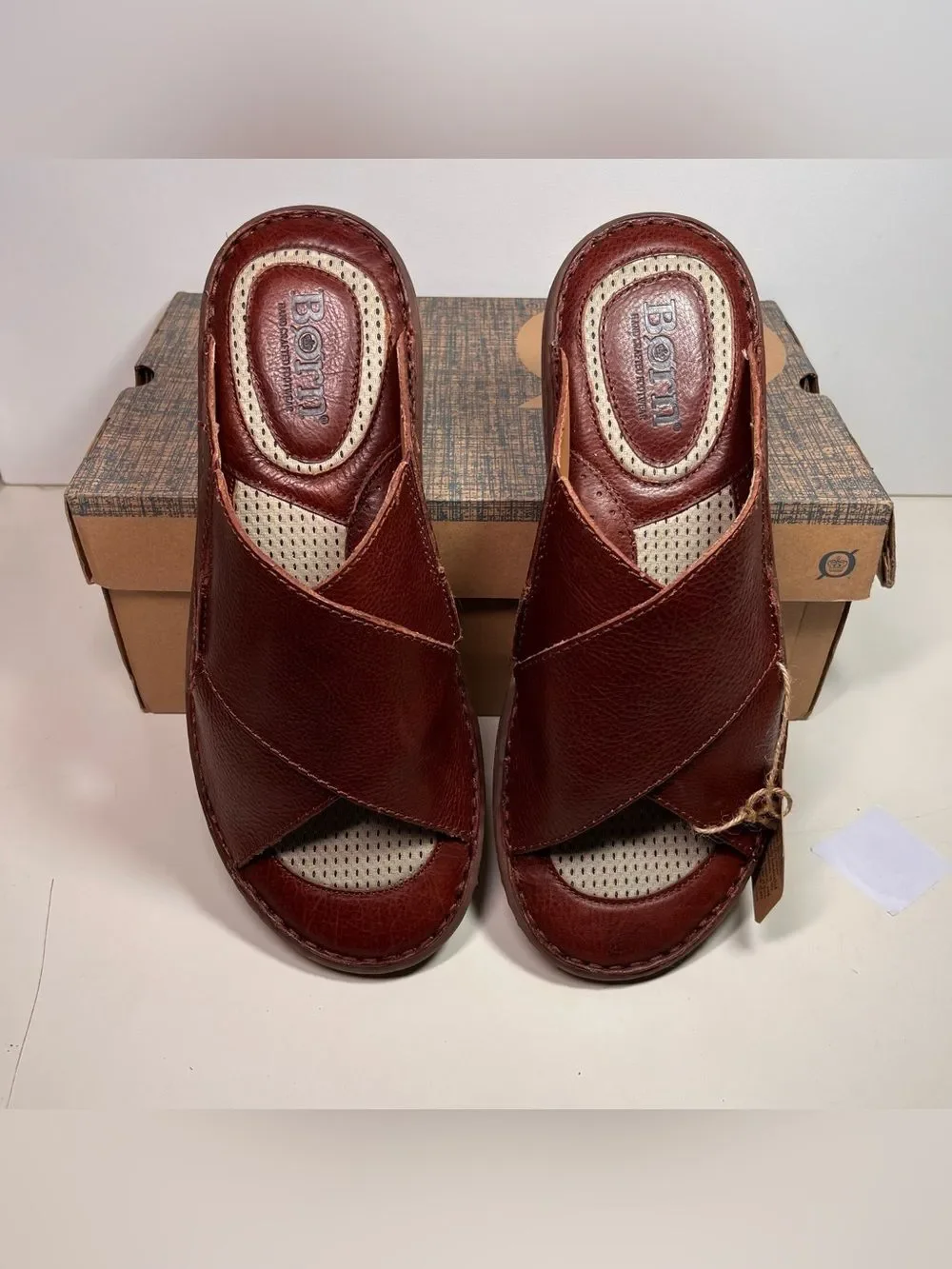 Born Mens Marco Full Grain Leather Slide Sandals